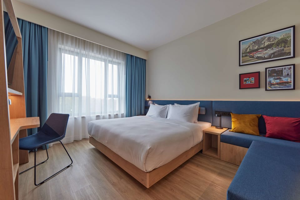 In-room safe, desk, laptop workspace, blackout drapes