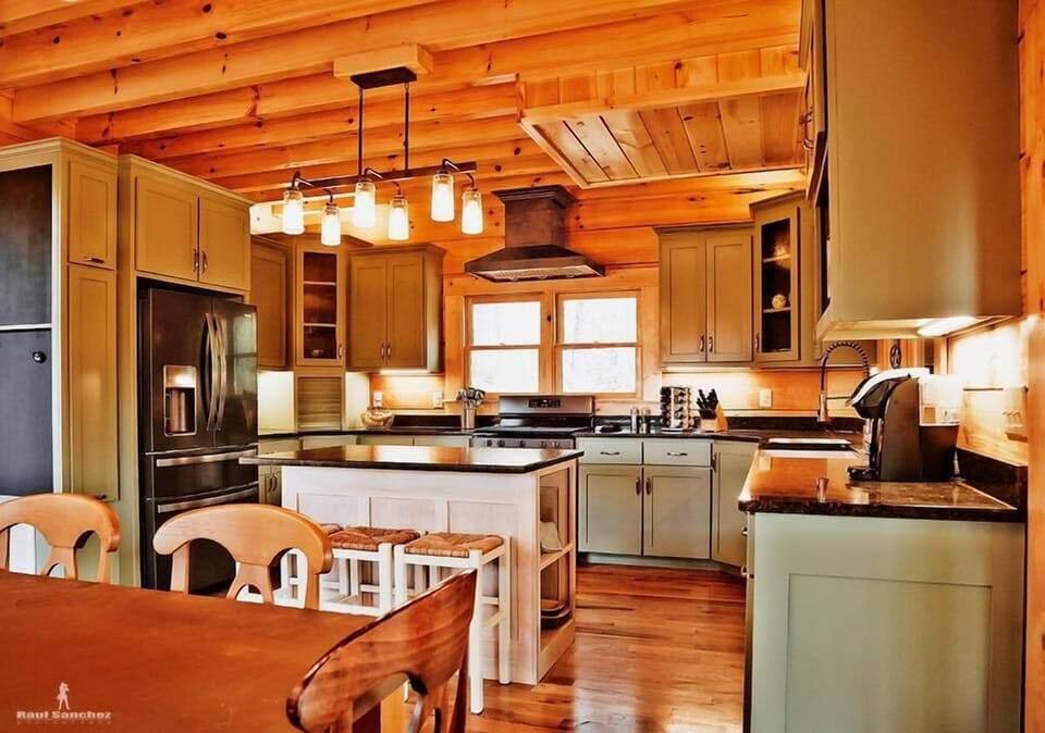 Fully Stocked Kitchen from Dining Area