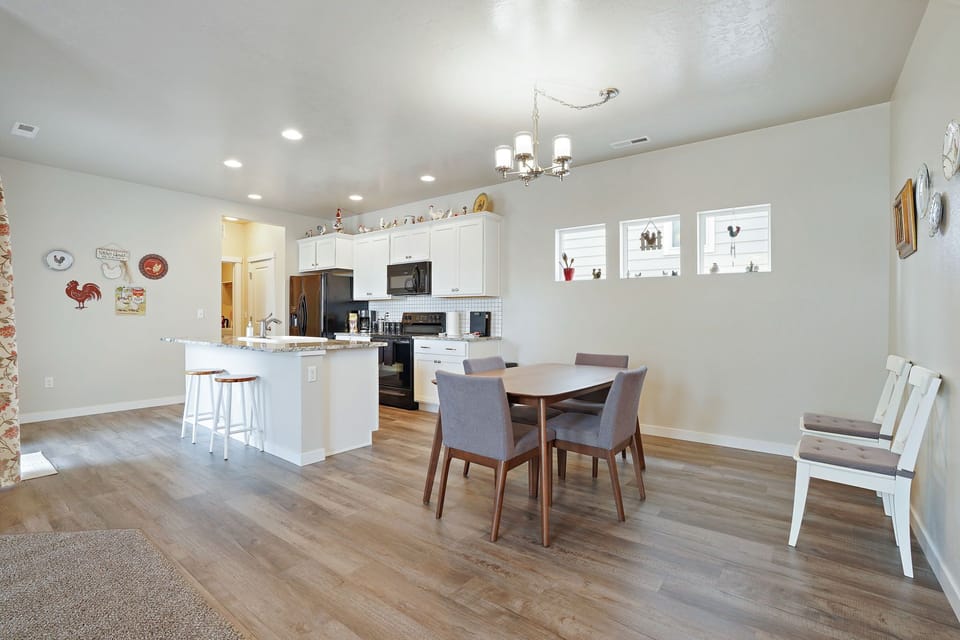 Dining room and kitchen