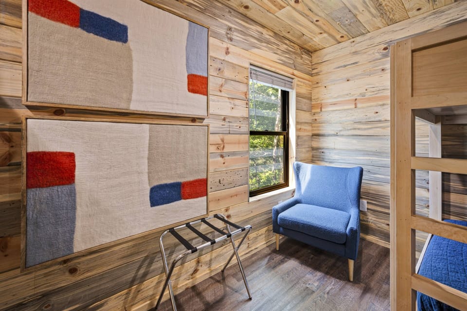 Decorative Sensory Wall and extra seating in the bunk room.