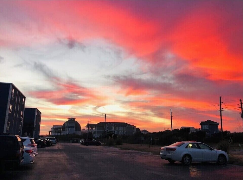 Sunset view from the parking lot.