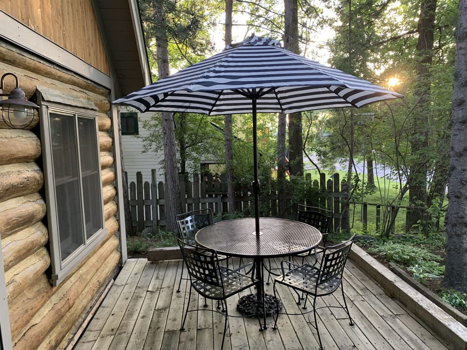 Great spot for morning coffee and a peak at the lake!
