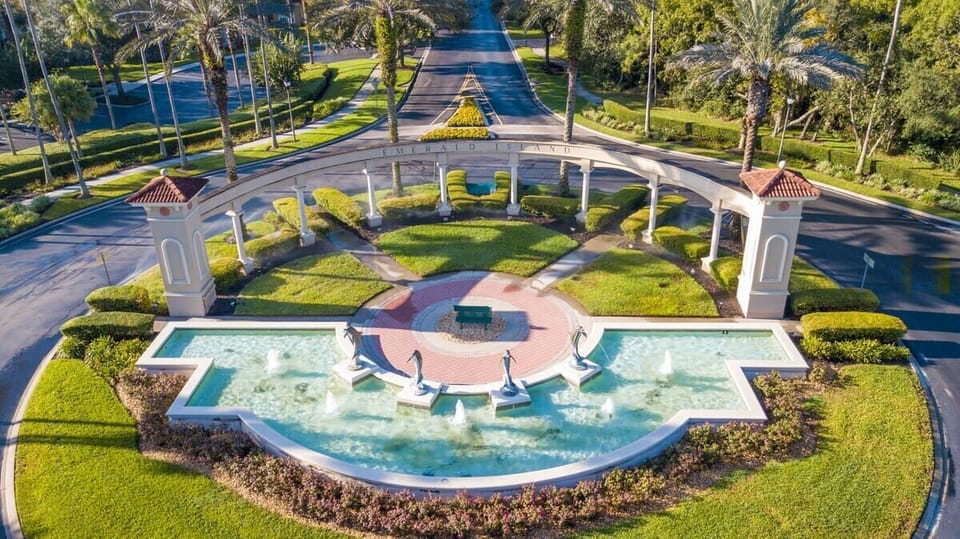 Resort entrance fountain