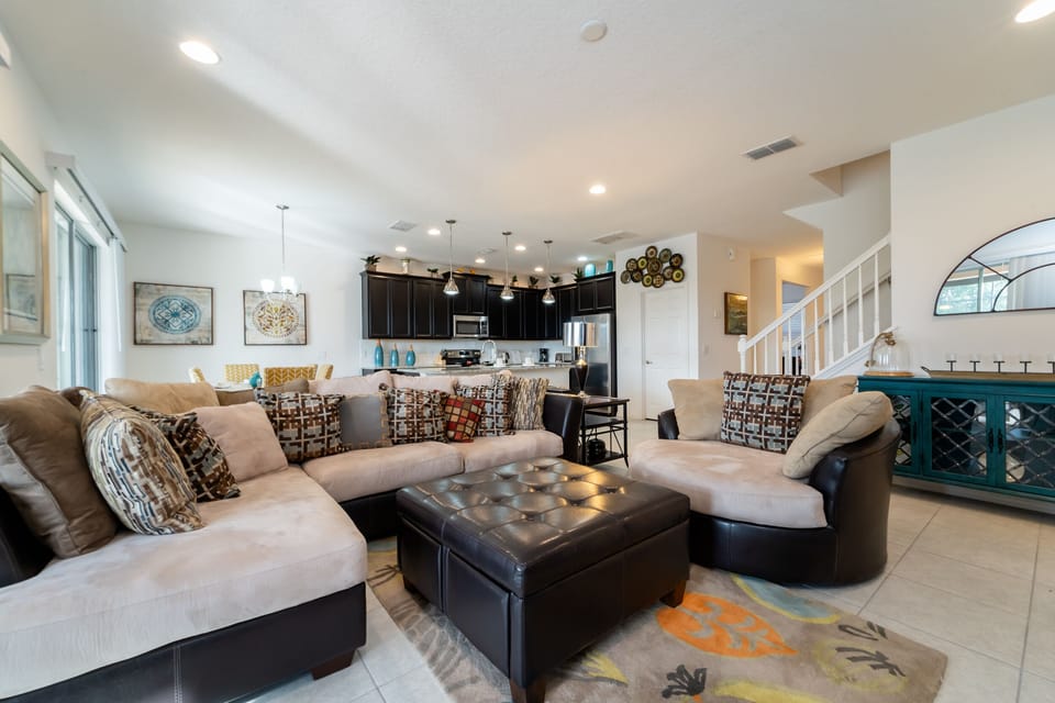 Sectional seating with an accent chaise and ottoman