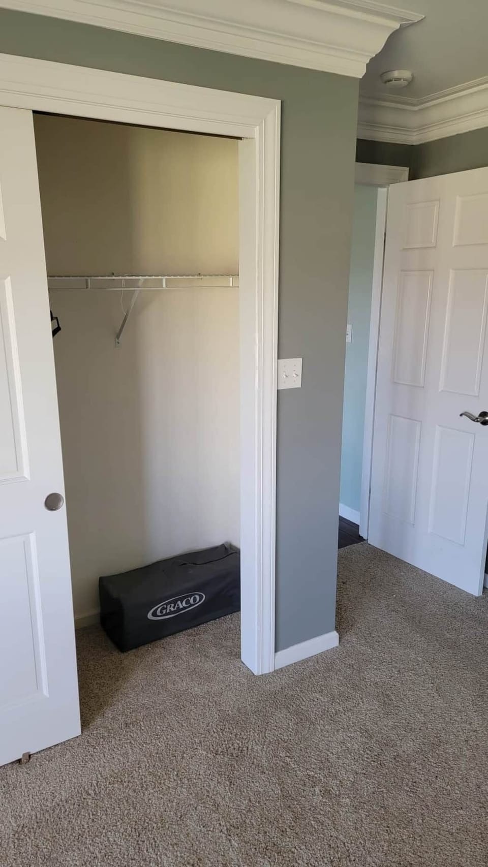 Pack and Play is located in the master bedroom closet
