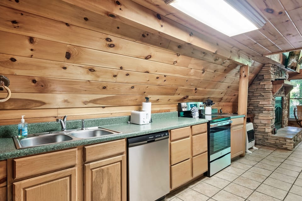 Kitchen is open to the living and dining room
