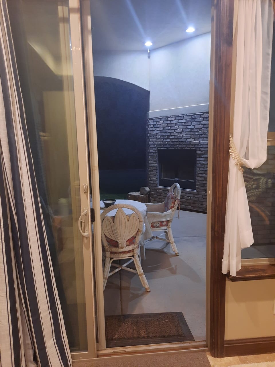 View from Guest suite to patio/fireplace