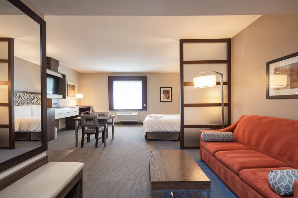 Standard Room, 1 King Bed, Accessible (Communications) | Living room | 40-inch LED TV with satellite channels, TV, video-game console