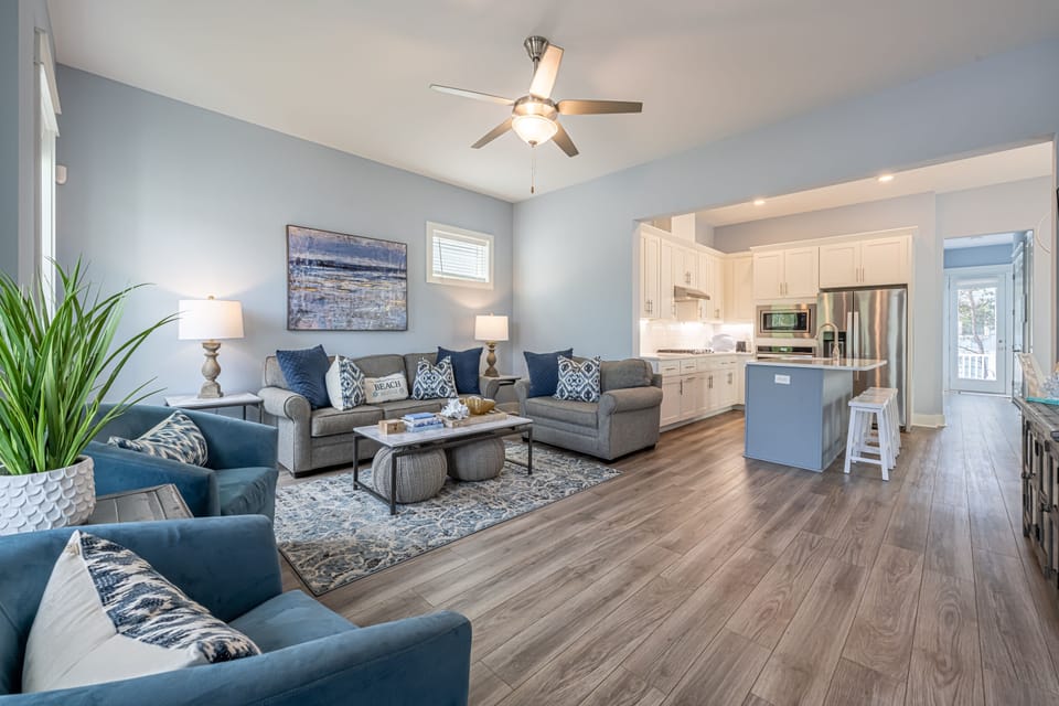 Open Concept Living Area, Kitchen and Dining Areas