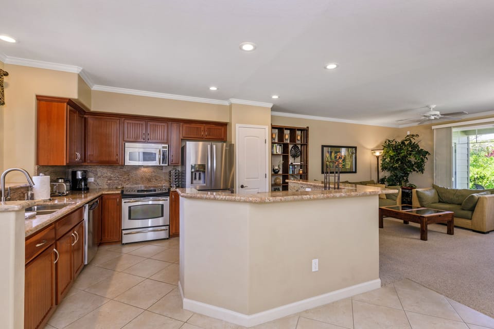Fully-stocked kitchen with updated appliances