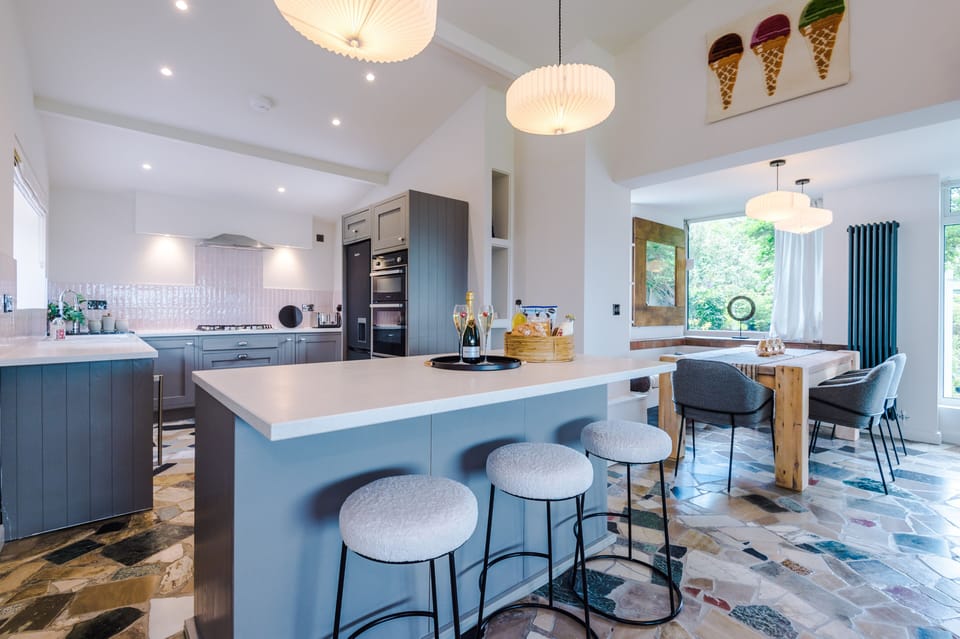 Kitchen into dining area
