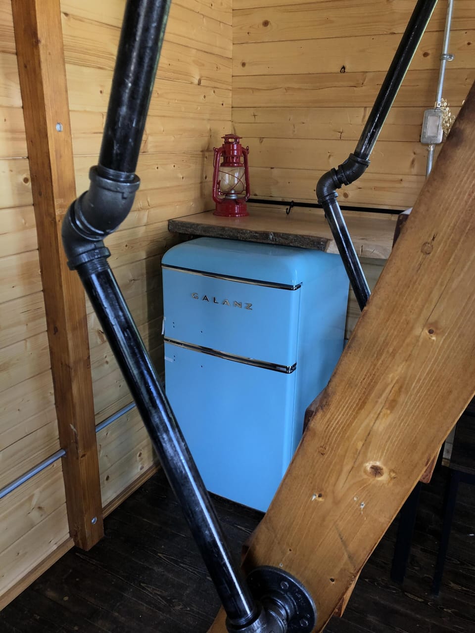 Retro mini fridge in each bunkie