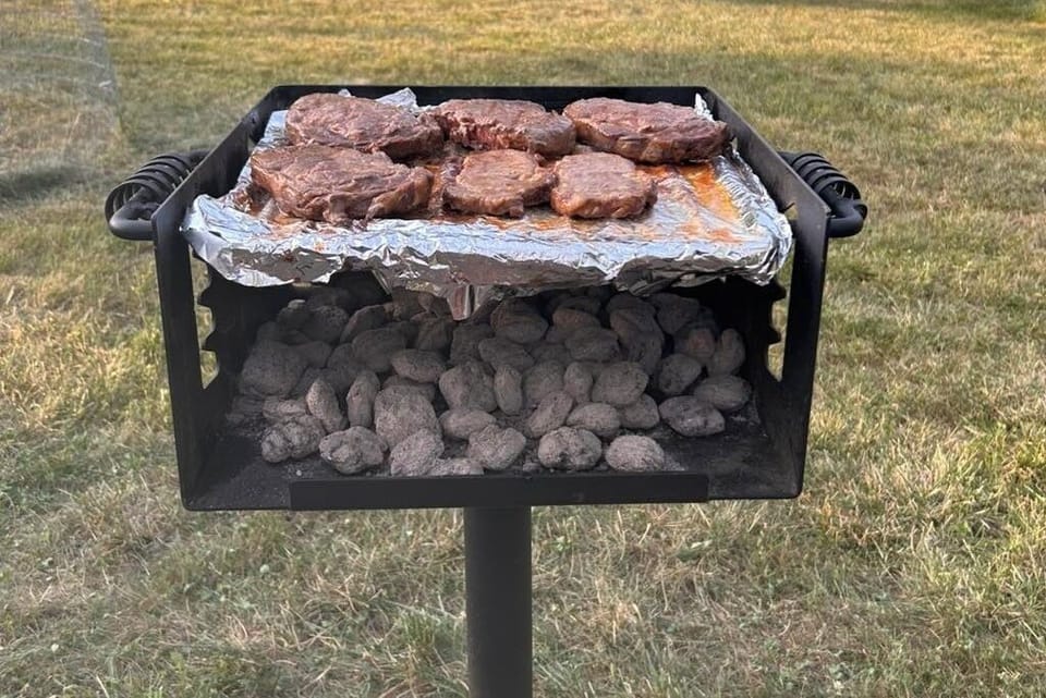 park-style charcoal grill for you to use. don't forget your charcoal