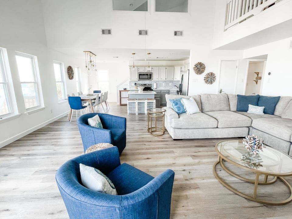 The open-concept living room provides space for everyone!