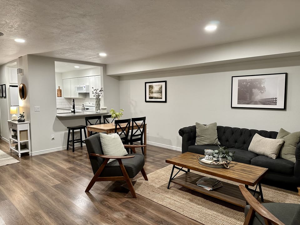Open space allows the cook/dishwasher to be able to join in the conversation