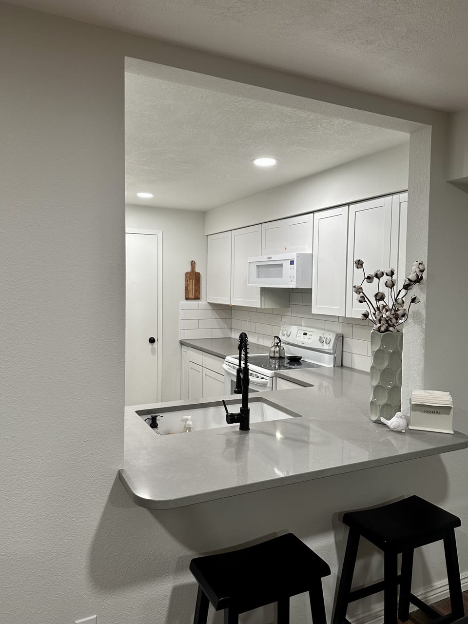 Newly remodeled kitchen with bar seating