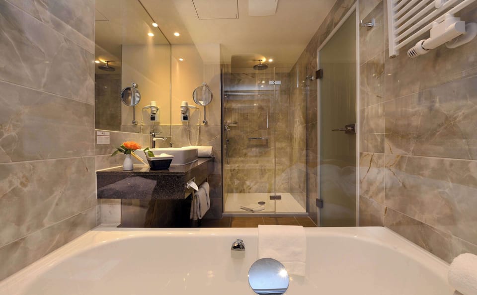 Suite, 1 Double Bed (Separate Living Room) | Bathroom | Shower, free toiletries, hair dryer, towels