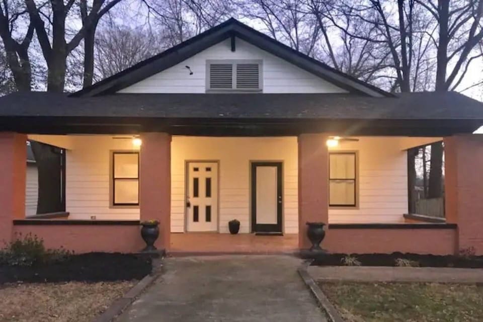 Welcome to our home away from home!  Our front porch has added plenty of seating for our lounging.