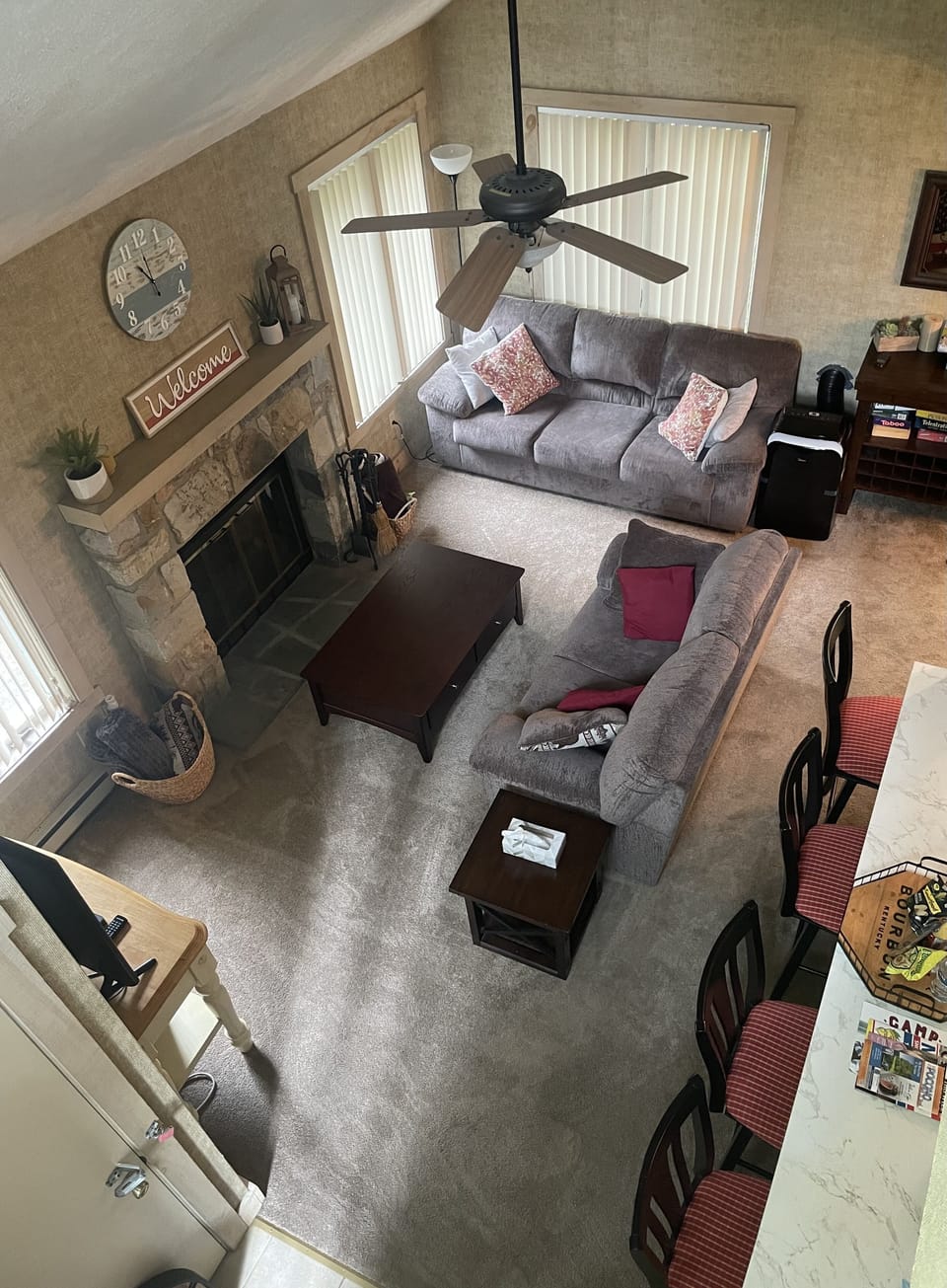 Living room looking from the loft