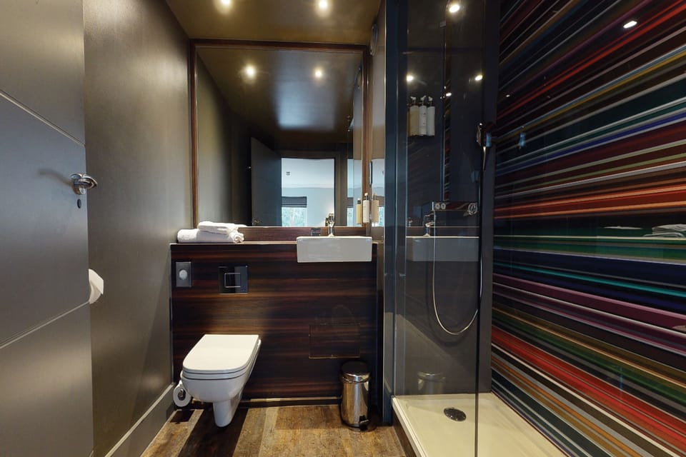 Eco-friendly toiletries, hair dryer, towels