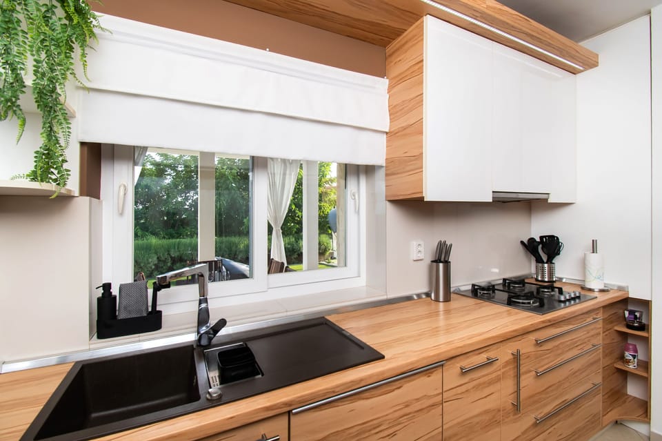 Villa | Private kitchen | Fridge, microwave, oven, stovetop