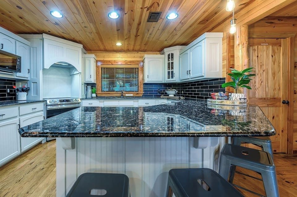 Fully stocked kitchen with everything needed for group meals and gatherings