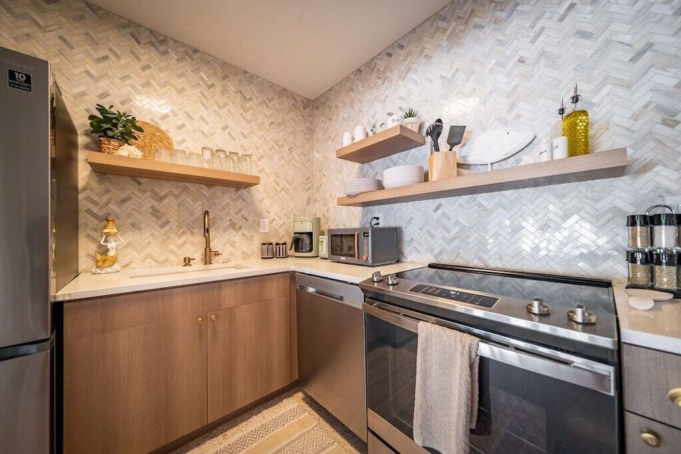 Microwave, coffee, toaster & tea kettle. All brand new appliances!