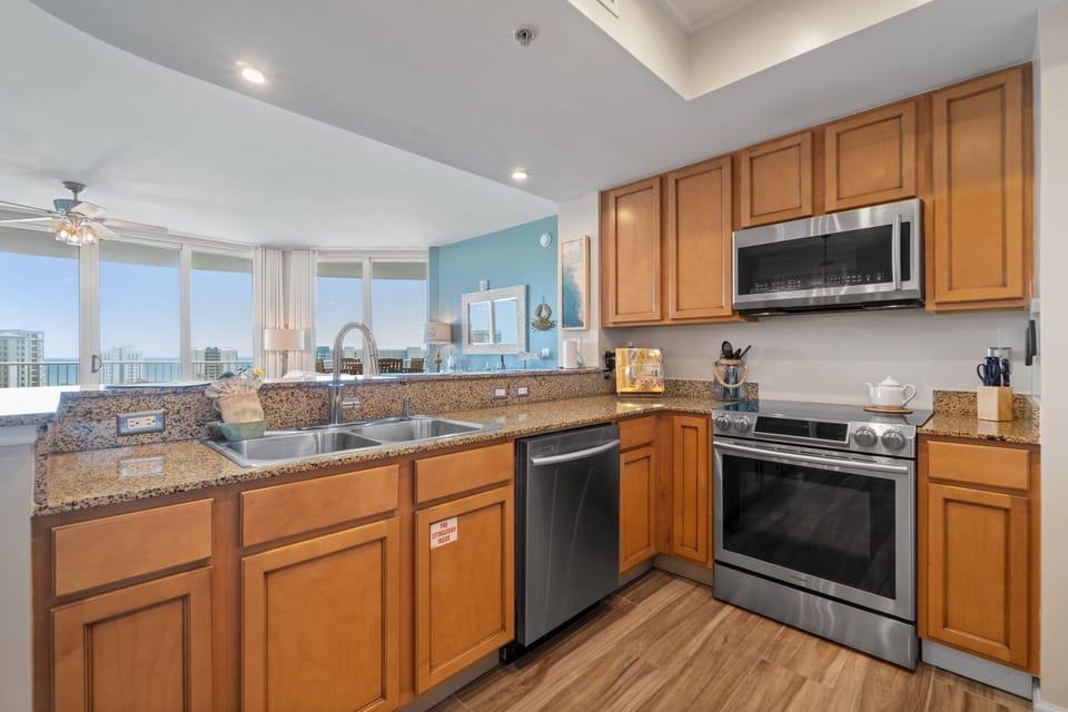 Amazing Gulf views from this Penthouse Kitchen