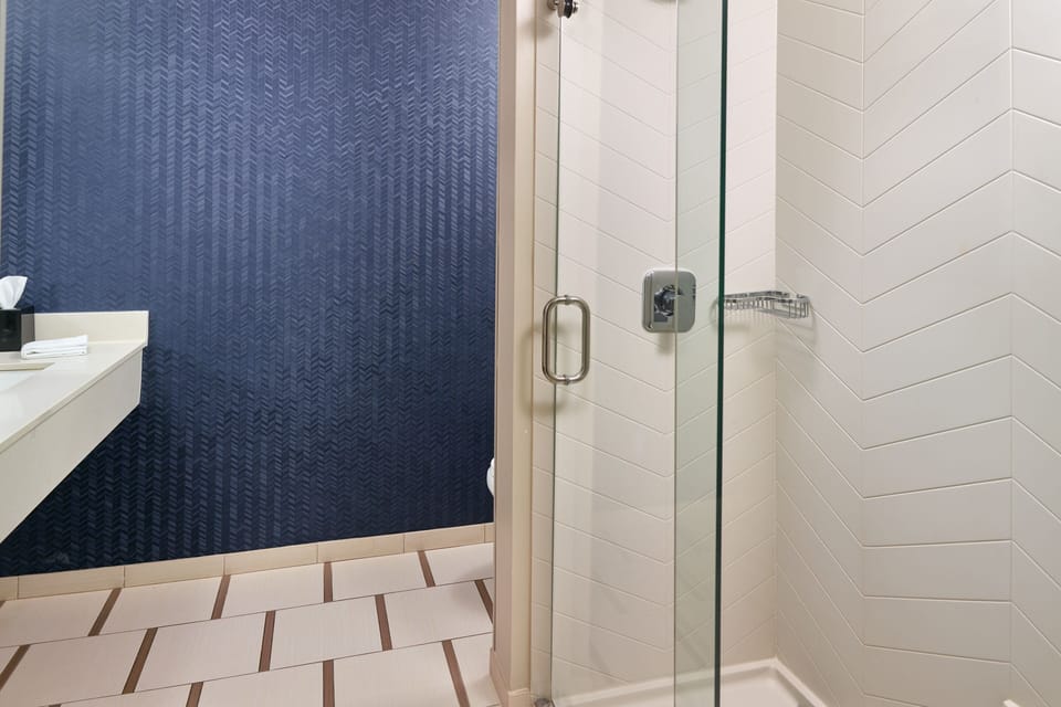 Combined shower/tub, hydromassage showerhead, free toiletries