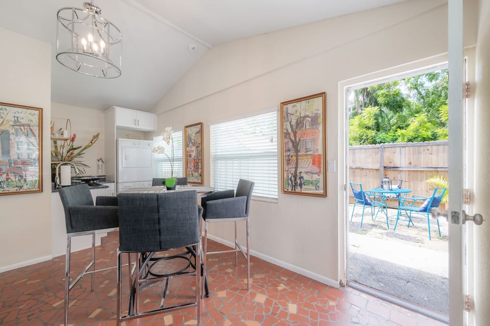 Lots of windows and access to outdoor patio