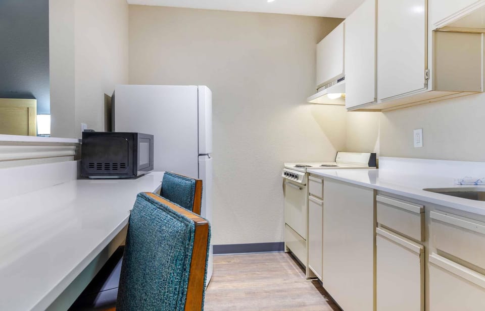 Deluxe Studio, 1 Queen Bed with Sofa bed, Non Smoking | Private kitchen | Full-size fridge, microwave, stovetop, coffee/tea maker