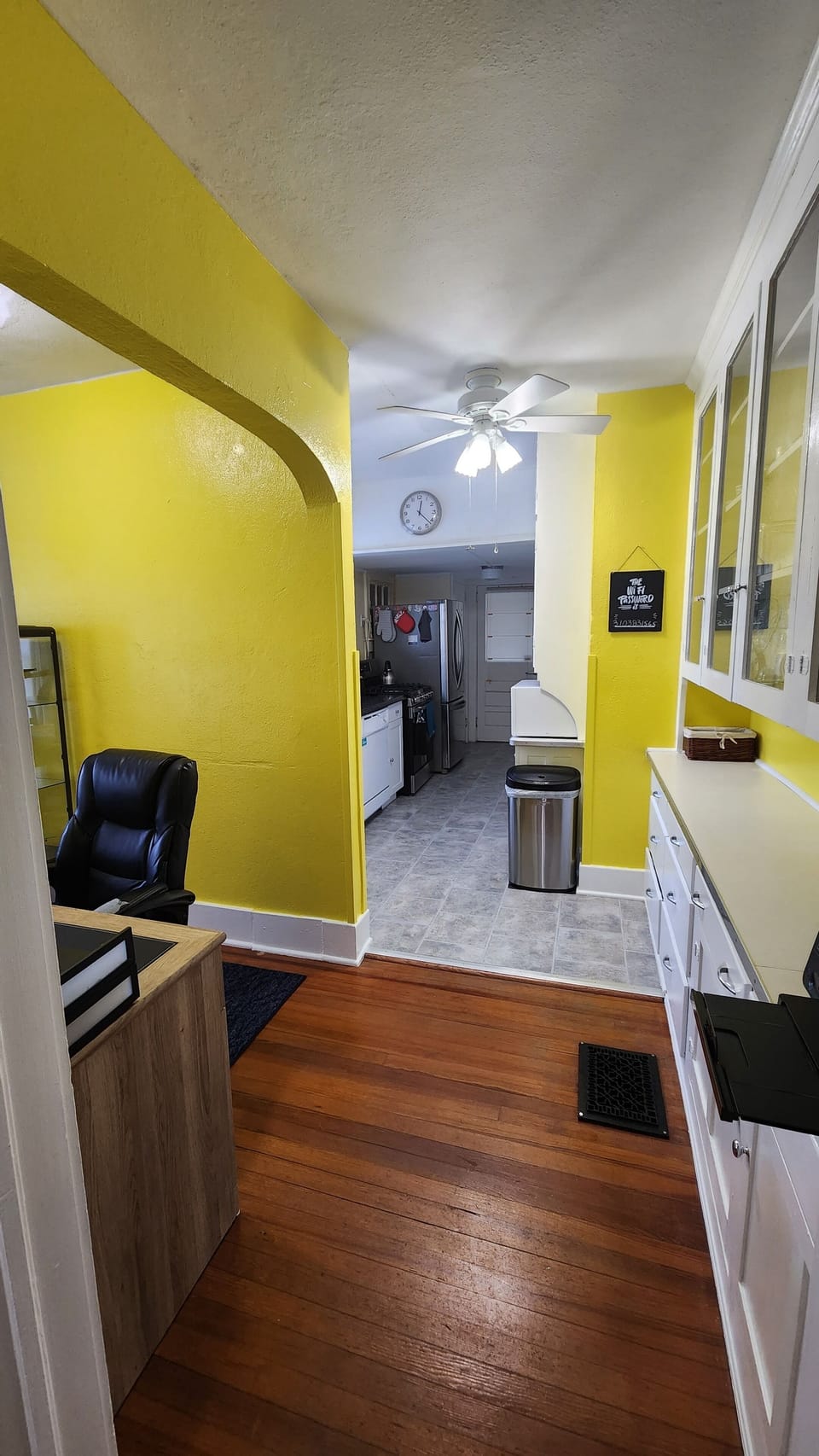 Looking into the Desk Area / Kitchen from the Living Room