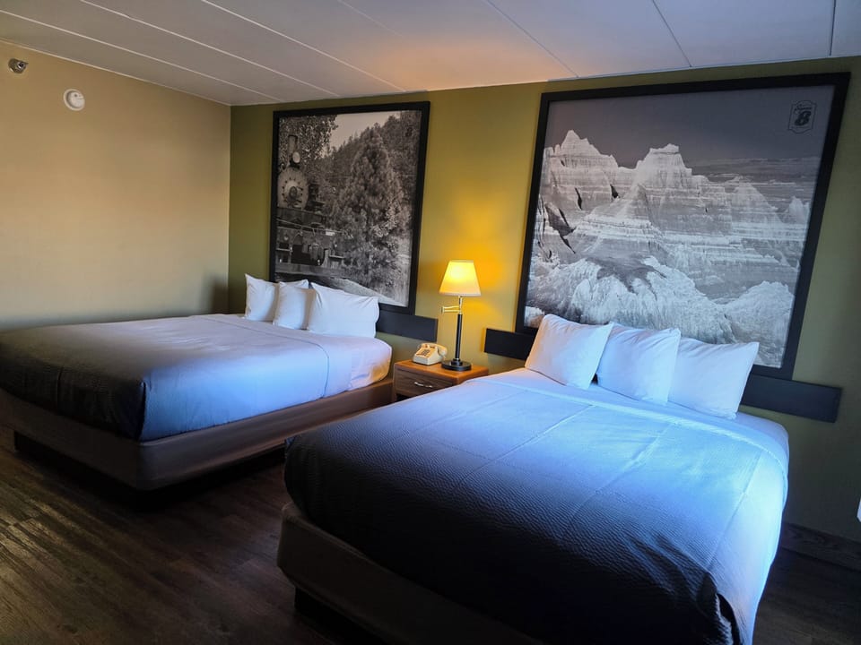 Room, 2 Queen Beds, Non Smoking | In-room safe, desk, blackout drapes, iron/ironing board