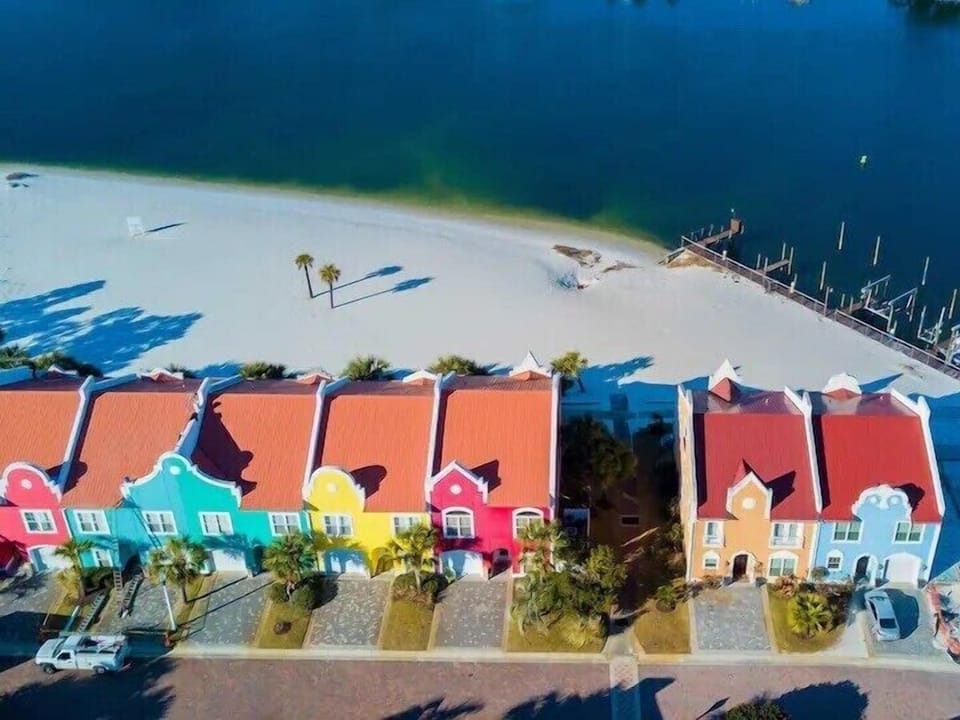 Aerial view of private beach 