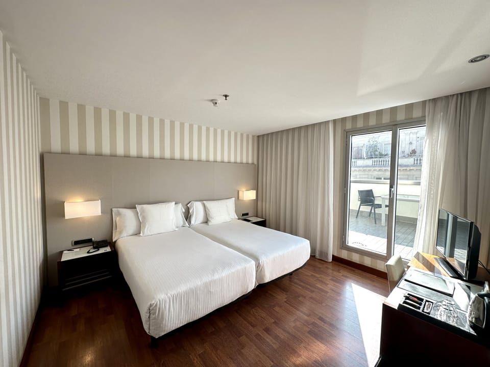 Standard Double Room, Terrace | Minibar, in-room safe, desk, laptop workspace