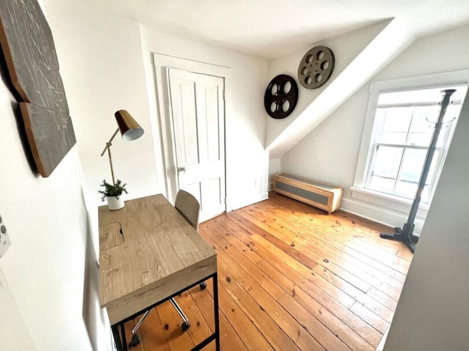 WIFI available and a provided desk for remote work. Ironing board in closet. A pack-n-play is also available in the closet if needed.