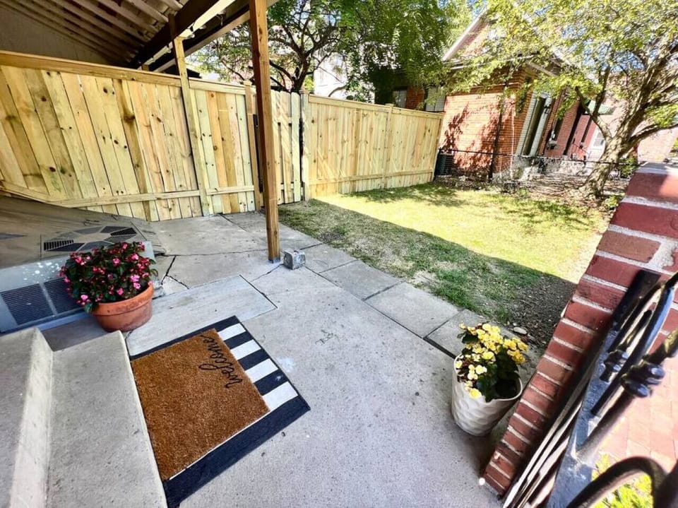 Fenced in backyard.