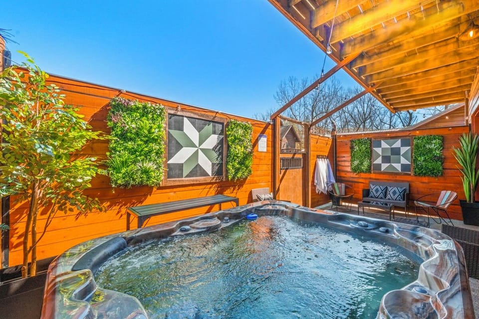 Take a dip in this serene jacuzzi oasis