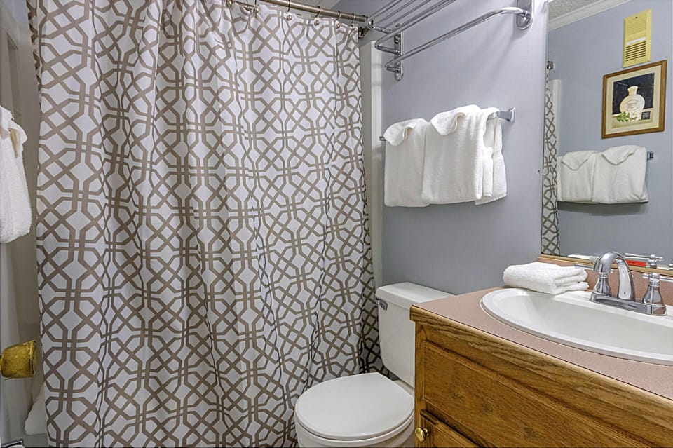 The attached bathroom.