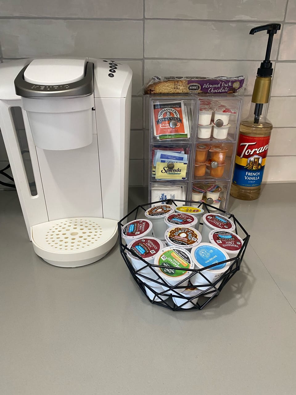 Everything you need for a perfect cup is provided! Drip coffee maker too!