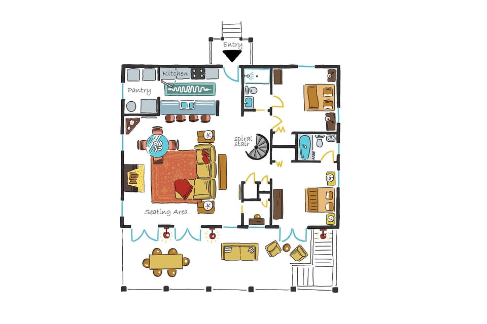 The floor plan spells it all out for you - The screened porch faces Mobile Bay and gives you beautiful views over the water!
