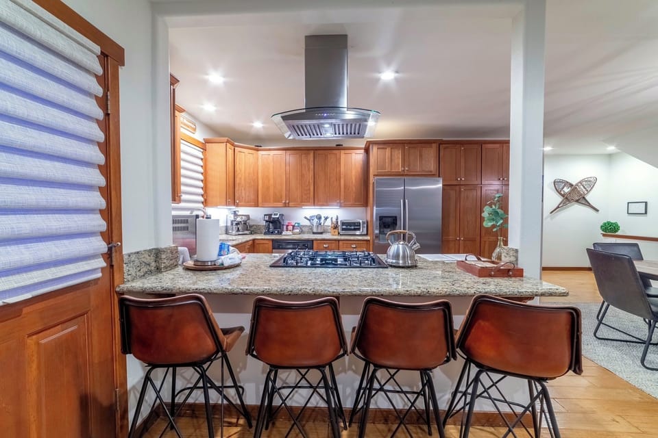 Bar seating in kitchen.