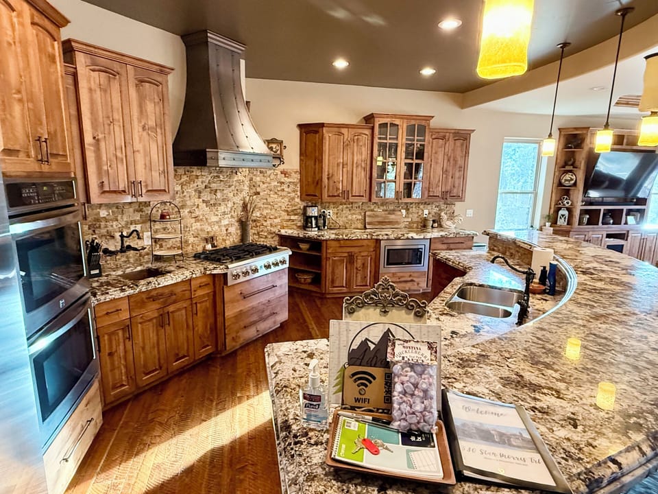 One of two kitchens