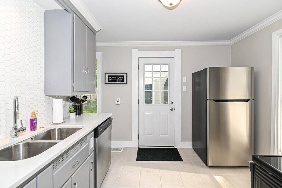 Kitchen and door to backyard.