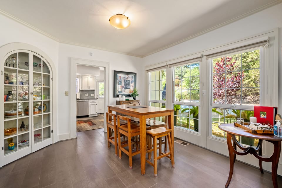 Dining area is conveniently between the kitchen and living space