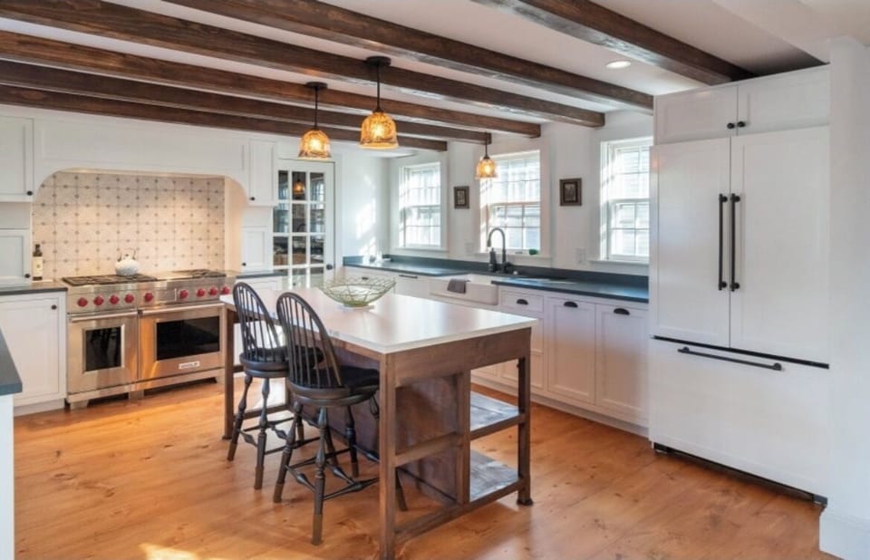 Kitchen with Wolf Range & warming Drawer