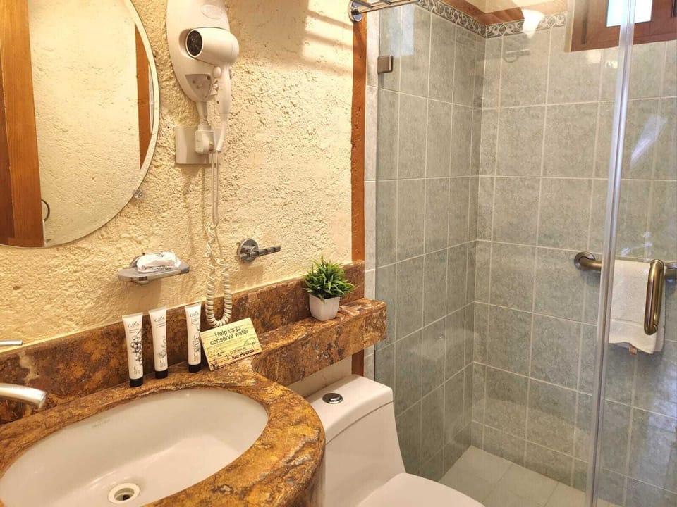 Standard Double Room | Bathroom | Shower, hair dryer, towels