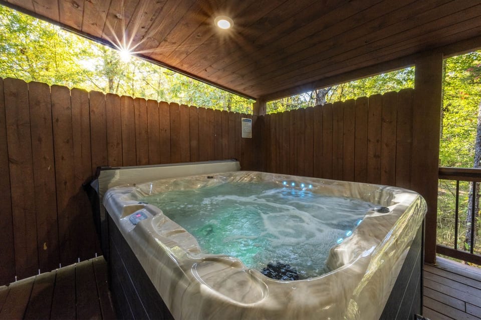 Sit back and relax in the hot tub while catching up on your favorite show.!
