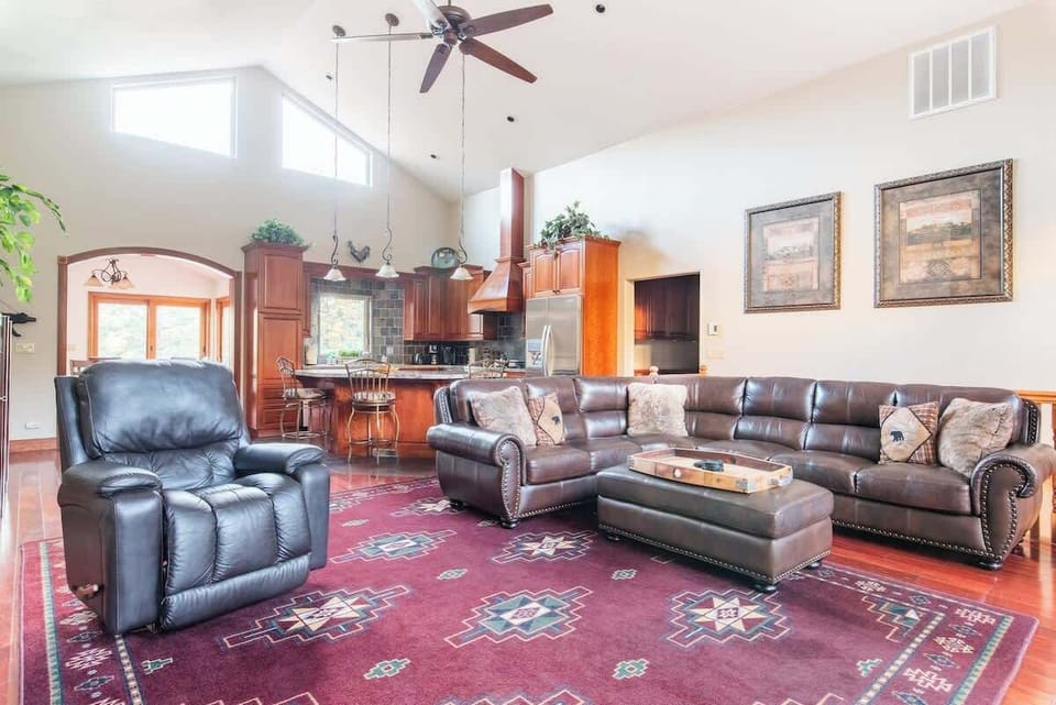 living room and kitchen area