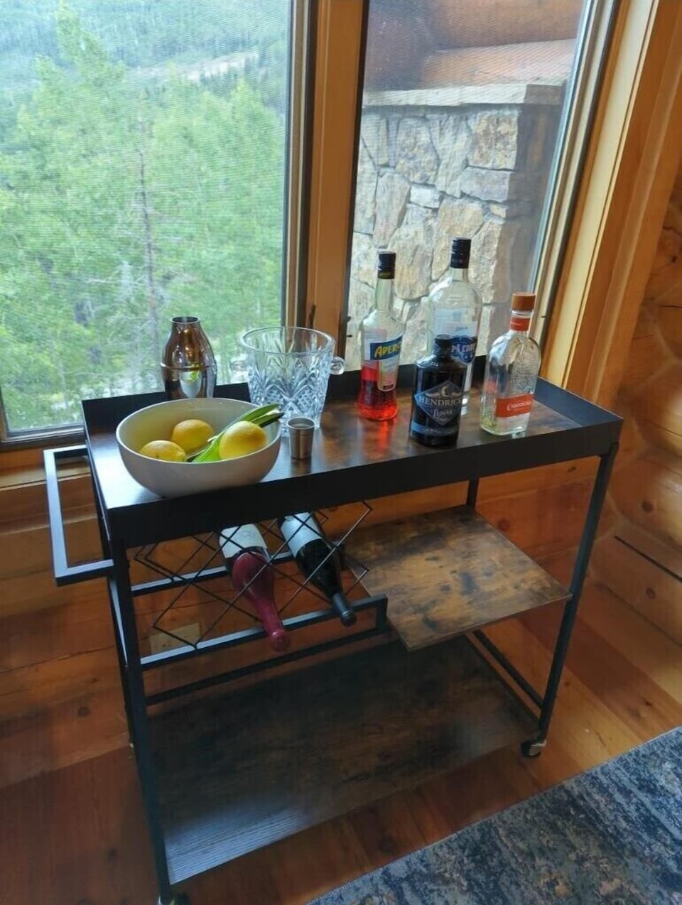 Convenient Bar Cart. Take what you like and leave extras for next guests!